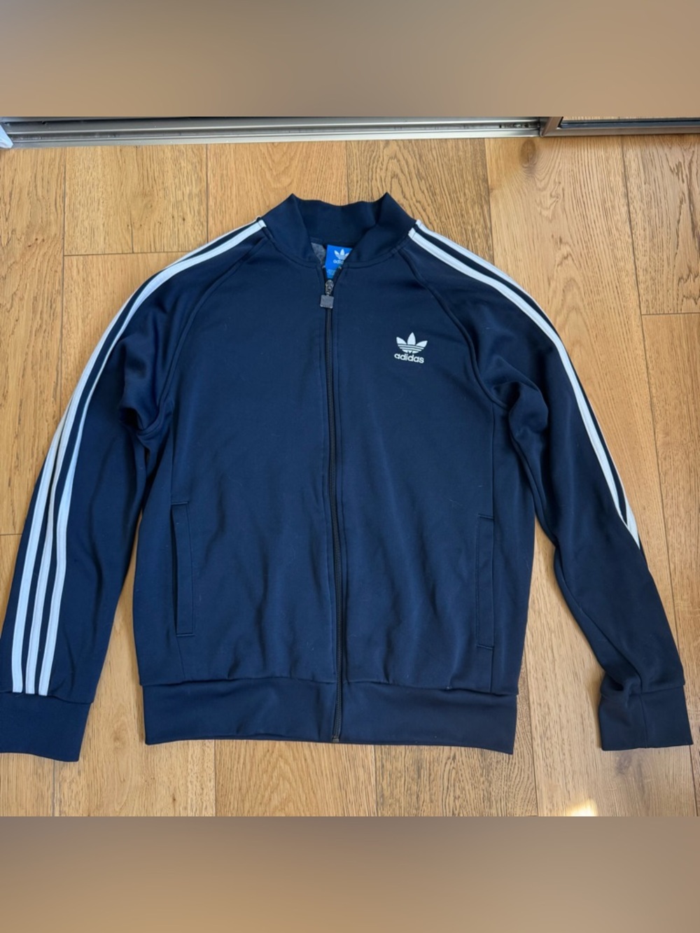 ADIDAS Navy Blue Men's 3 Stripe Track Zip Up Jacket Size Large  L